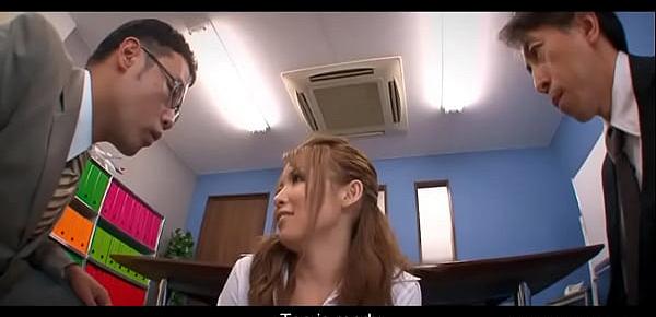  Japanese office lady got her holes toyed by two dudes